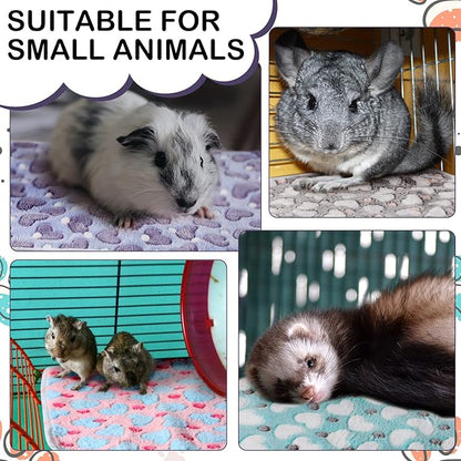 Reginary 4 Pcs Waterproof Guinea Pig Blankets Washable Small Animal Fleece Bedding Guinea Pig Cage Liners Reusable Training Pads Pet Pee Pad Sleep Mat for Hamster(Heart Pattern,24 x 16 Inch)