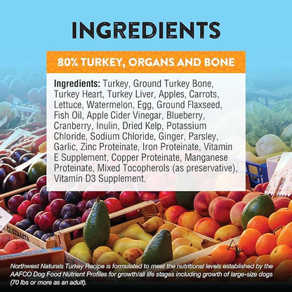 Northwest Naturals Freeze-Dried Turkey Dog Food - Bite-Sized Nuggets - Grain-Free, High-Protein, Raw Diet, Human-Grade, Limited Ingredients, All Natural, Healthy & Nutritious, Made in USA, 12 Oz