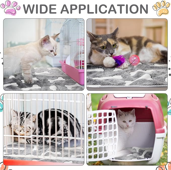 Reginary 4 Pcs Waterproof Guinea Pig Blankets Washable Small Animal Fleece Bedding Guinea Pig Cage Liners Reusable Training Pads Pet Pee Pad Sleep Mat for Hamster(Gray Bones,24 x 16 Inch)