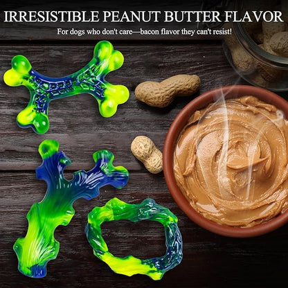 Frienhund 3-Pack Indestructible Nylon Dog Chew Toys for Aggressive Chewers - Long-Lasting Durable Bone-Shaped Toys, Large Breed Dogs, Tough Puppy Teeth Enrichment