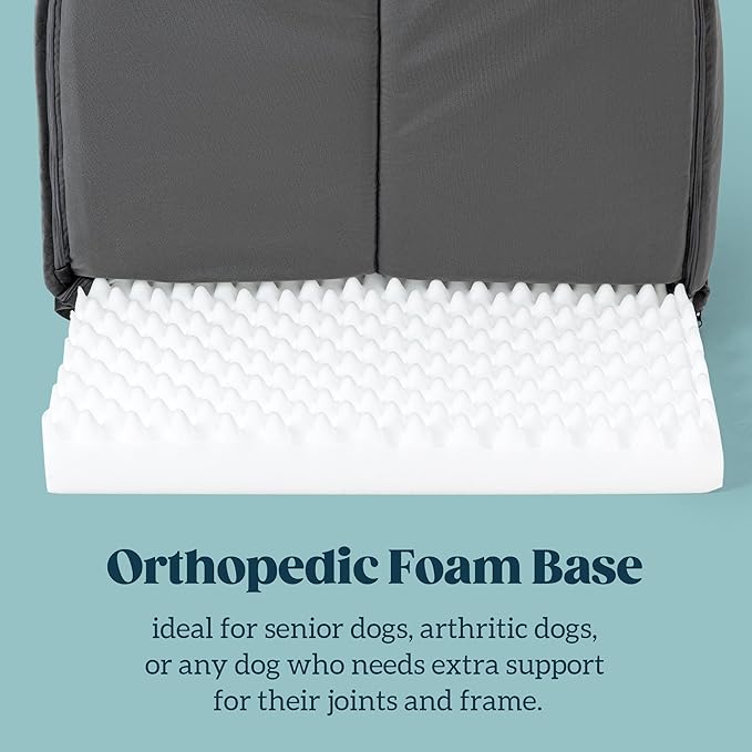 Indoor Dog House - Orthopedic Dog Tent Bed w/Egg-Crate Foam - Pet Bed with Cover Cave - Waterproof Lining - Nonskid Bottom, Ideal for Medium Breeds & Fits 30-Inch Crate - 29"x18"