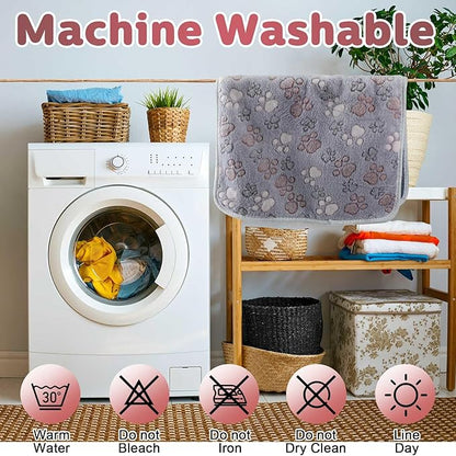 Reginary 4 Pcs Waterproof Guinea Pig Blankets Washable Small Animal Fleece Bedding Guinea Pig Cage Liners Reusable Training Pads Pet Pee Pad Sleep Mat for Hamster(Adorable Paw,24 x 16 Inch)