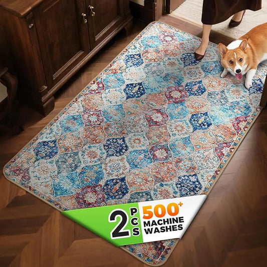 Hompet 2 Pack Super Absorbent Dog Door Mat for Muddy Paws, Washable Pee Pads for Dogs, Reusable Puppy Training Pads, Quick Dry Non-Slip Pet Entryway Rug, Leak-Proof Potty Pad for Indoor Floors 35x60