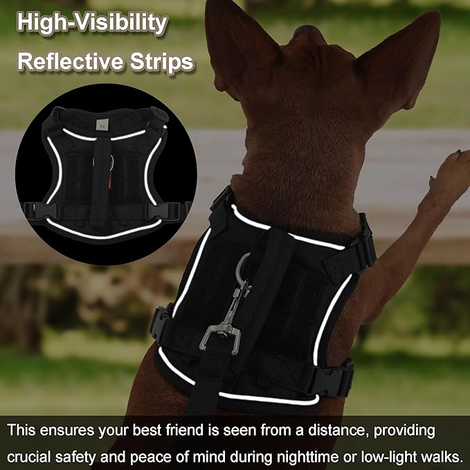 Dog Harness and Leash Set, Small Sized No Pull Pet Harness with Control Handle, Adjustable Tactical Harness for Small Medium Dogs Cats, Reflective Puppy Harness for Walking Hiking Training