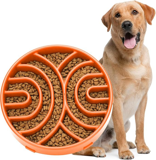 WHIPPY Slow Feeder Dog Bowls Anti-Choking Maze Dog Food Bowl Anti-Slip Interactive Dog Puzzle Feeder Dog Bowl Pet Bowl for Large Medium Dogs,Orange