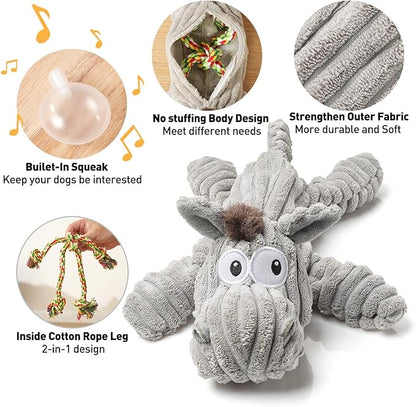 Sedioso Dog Toy, Unstuffed Plush Toy for Large Breed, Cute Squeaky Dog Toys with Crinkle Paper, Big Puppy Chew Toys for Small, Middle, Large Breed