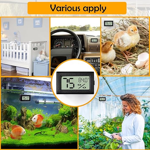 BSRESIN 2 PCS Rectangle Reptile Thermometer and Humidity Gauge for Bearded Dragon Accessories, Reptile Tank Accessories for Jumping Spider, Leopard Gecko, Hermit Crab, Gecko, Ball Python, Lizard