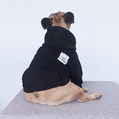 iChoue Pug Clothes Hoodies for Dogs Puppy French Bulldog Frenchie English Boston Terrier Bully Pitbull Sweatshirt Sweater Clothing Cold Weather Winter Coats - Black/Small