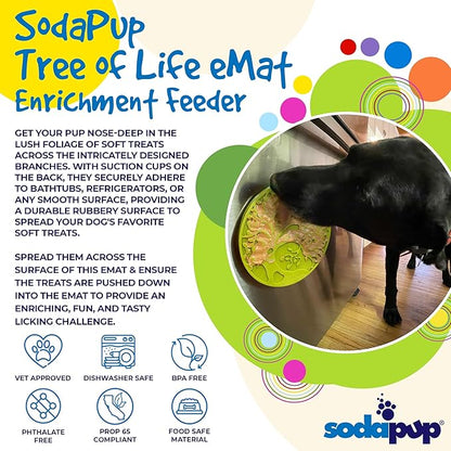 SodaPup Tree of Life eMat – Durable Enrichment Feeder with Suction Cups Made in USA from Non-Toxic, Pet-Safe, Food Safe Rubber for Mental Stimulation, Avoiding Overfeeding, Calming, & More