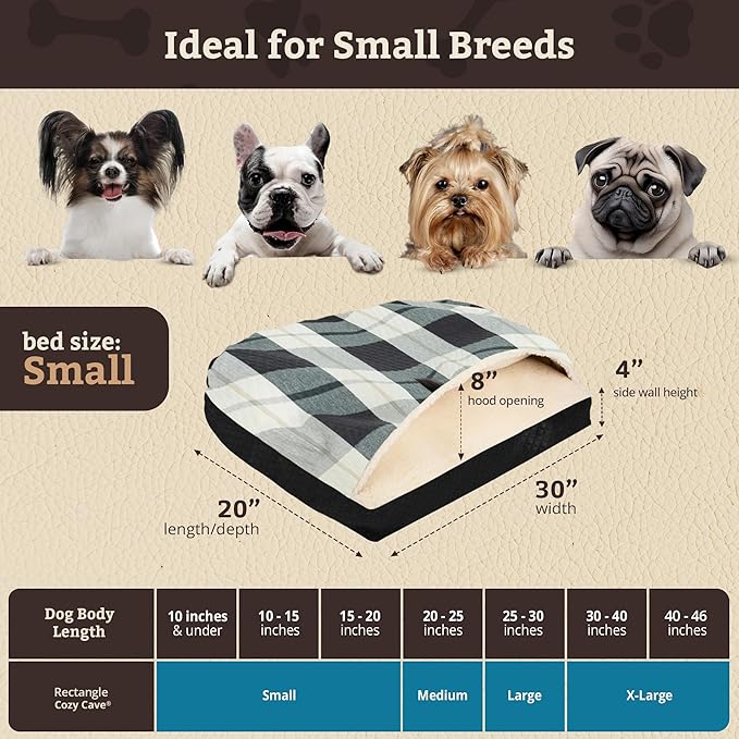 Snoozer Pet Products Luxury Rectangle Cozy Cave, Wag Collection, Small, Barkely Black Diamond