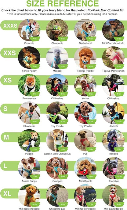 EcoBark Step in Dog Harness - Eco-Friendly Teacup Dog Harnesses for XXS, XS, and Small Dogs - Reflective and Adjustable Mini Body Halter Vest -Tiny Soft Mesh Toy Breed Harness (Yellow, XXXS)