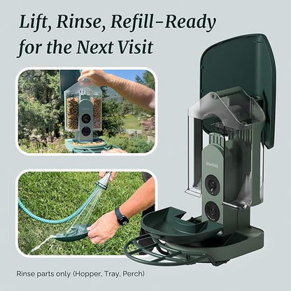 Kiwibit Beako™ Smart Bird Feeder with 4K Camera 4.4W Solar Roof for Outdoors - Ultra HD Live Stream & Photos, 10,000+ Bird Species AI-Identified, Real-Time Motion Detection, Easy Setup, Refill & Clean