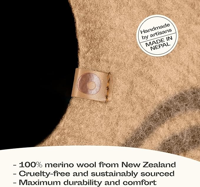 MEOWFIA Cat Cave – Premium Felt Cat Bed for Indoor Cats, Handmade 100% Merino Wool, Cat (Beige, Medium)