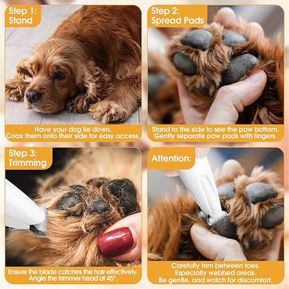 1PC Dog Paw Trimmer with LED Light,35dB Low Noise Precision Pet Paw Trimmer for Dogs Cats Grooming Clippers,Safety Electric Paw Hair Trimmer for Paws,Ears,Rump,Face,Eyes