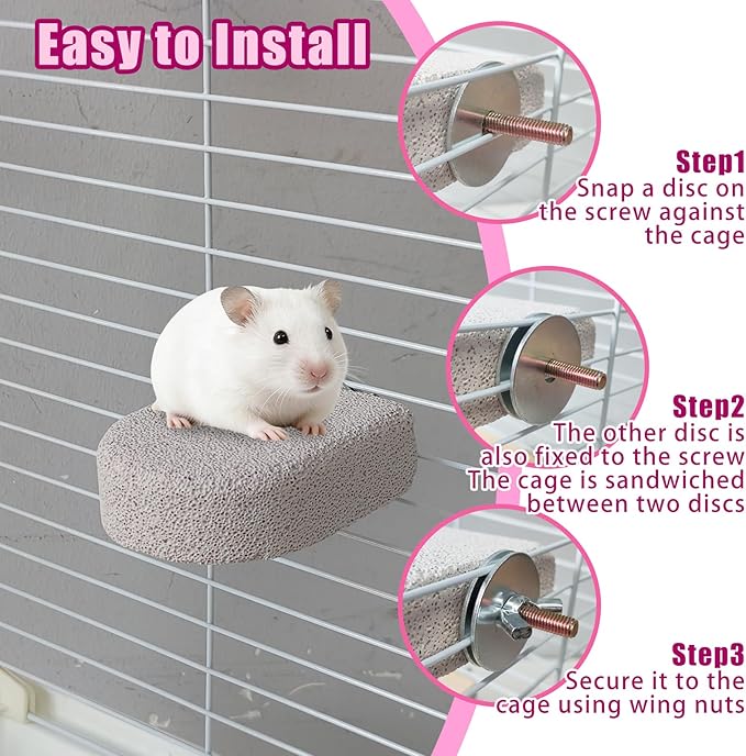 kathson 4PCS Hamster Climbing Ledge Platform, Hamster Lava Ledge, Pet Chewing GrindingToys Chinchillas Lava Block Toys Small Animals Cage Accessories for Guinea Pig, Squirrel, Gerbil, Bird