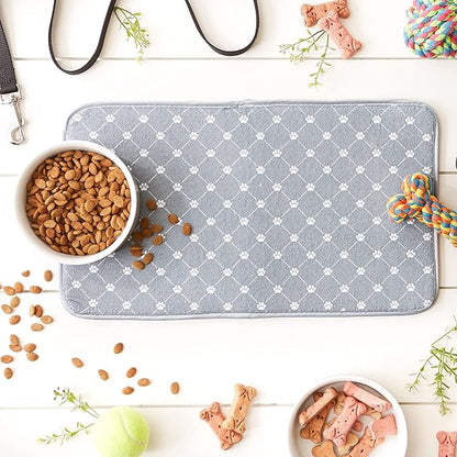 Bone Dry Machine Washable, Ultra Absorbent Pet Mat, 10x18, Gray Trellis Print