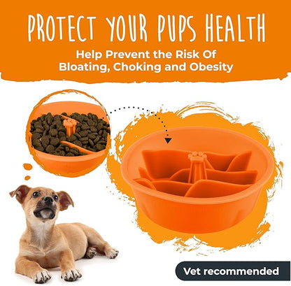 Mighty Paw Slow Feeder Dog Bowls | Interactive Dog Bow Insert - Silicone Puzzle Feeder Insert - Medium for All Sized Breeds (7" x 2")