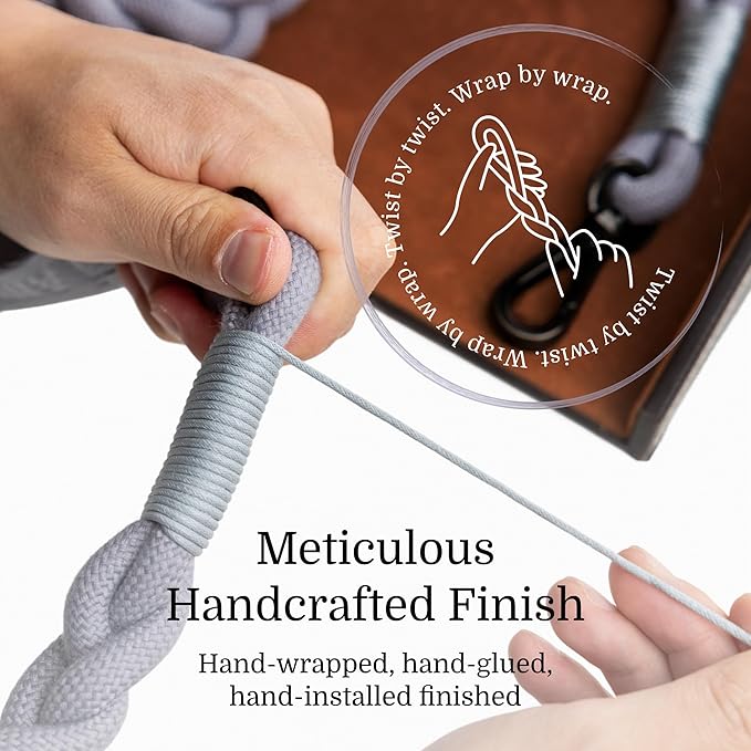 2025 New Edition, Fei & Eve Hand-Braided Dog Leash, 6FT | SP Cotton Material | Heavy Duty Training | Comfort Grip Handle for Small/Medium/Large Dogs, Gray