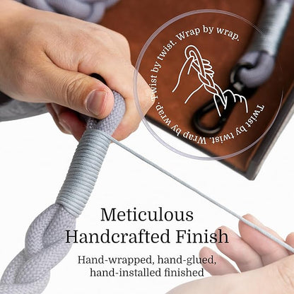 2025 New Edition, Fei & Eve Hand-Braided Dog Leash, 4FT | SP Cotton Material | Heavy Duty Training | Comfort Grip Handle for Small/Medium/Large Dogs, Gray