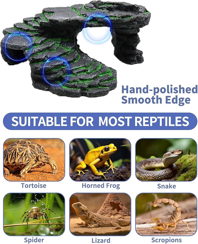 Moonorange Turtle Basking Platform Turtle Tank Decoration for Aquariums & Terrarium, Turtle, Lizard, Reptile Habitat Hideout (Black)