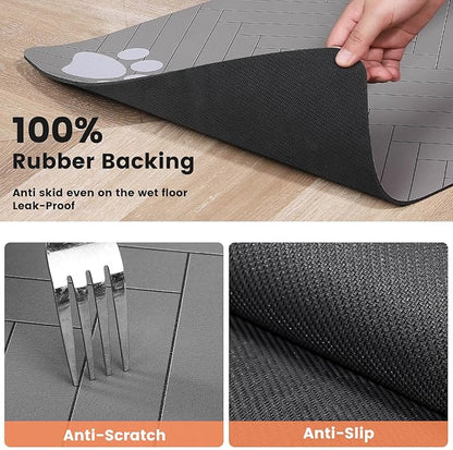 Pet Feeding Mat-Absorbent Pet Placemat for Food and Water Bowl, with Waterproof Rubber Backing, Quick Dry Water Dispenser Mat for Dog and Cat (20"x12", Striped Light Gray)
