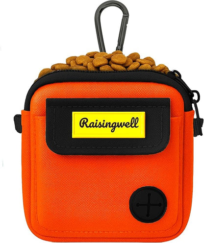 Dog Treat Pouch for Pet Walking and Training with Clicker, Poop Bags and Three Bags Design Small Fanny Zipper Pack Holder for Puppy Snack Dispenser Kit for Leash and Outdoor Use (Blue)