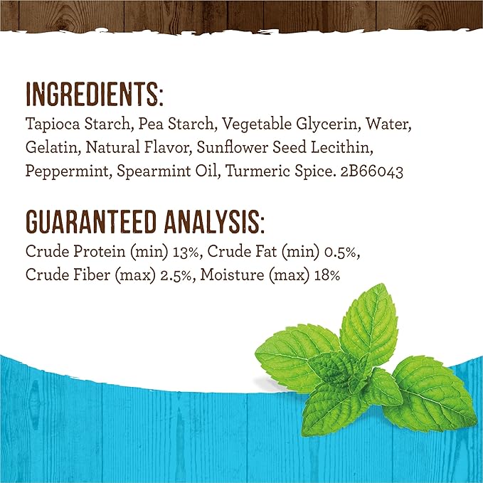 Merrick Fresh Kisses Natural Dental Chews, Toothbrush Shape Treat Infused With Real Mint, For Large Dogs - 7 ct. Bag