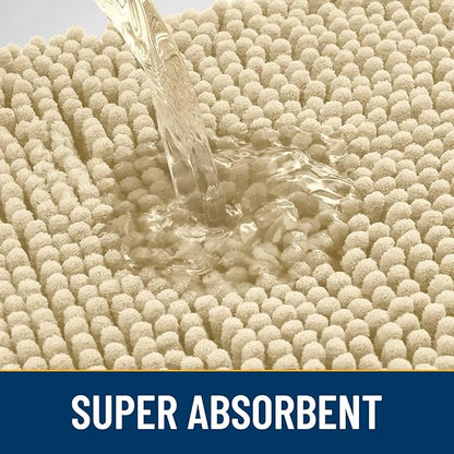 Smiry Dog Door Mat for Muddy Paws 36x24, Absorbs Moisture and Dirt Doormat, Non-Slip Washable Quick Dry Chenille Front Door Mat Indoor Entrance, Entryway Carpet for Inside Floor, Cream White