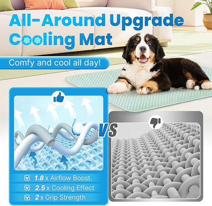 Mora Pets Dog Cooling Mat Instant Pet Cooling Pad for Dogs & Cats, Breathable Washable Summer Dog Cool Mat Non-Slip Bottom Indoor Outdoor, Cold Blanket for Floor Crate Use Medium 36'' x 27'' Green