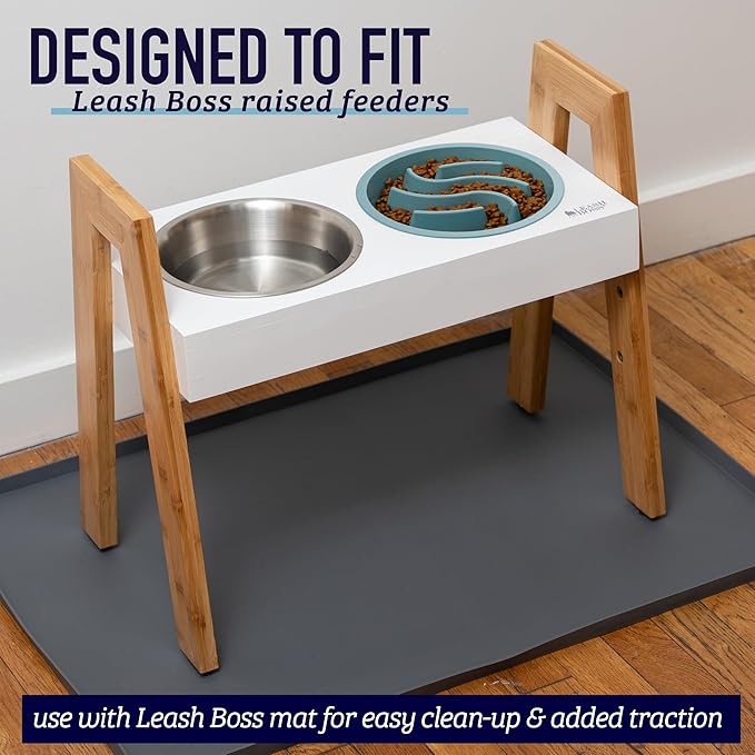Leash Boss Slow Feeder Dog Bowls - 1.5 Cup, Puzzle Dog Food Bowl with Feeder Holes, Fits into Elevated Pet Feeders, Slow Eating for Large, Medium & Small Sized Breeds, Blue