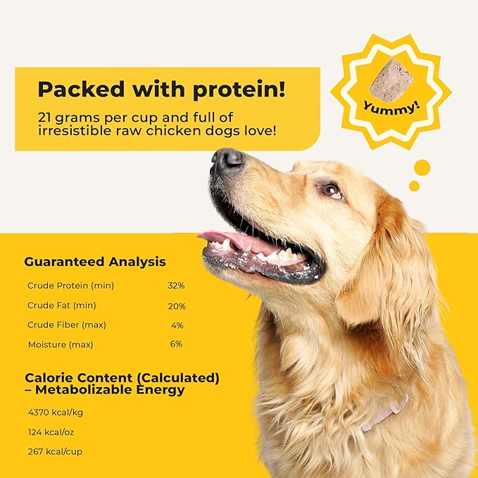 Chonky Chicken - Dog Treats Freeze Dried Chicken, Complete Meal & Topper, Real Cuts for Training - High Protein (21g Per Cup) Best Dog Stocking Stuffers, Made in The USA, 8oz Bag
