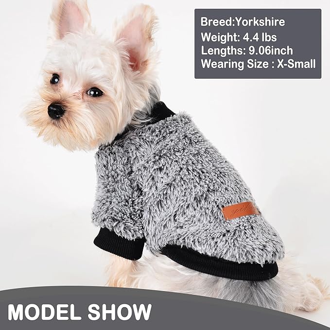 Dog Sweaters for Small Dogs Girl Male Dog, Sweater, Soft Fleece Pet Winter Clothes Boy Girl, Fuzzy Sweatshirts Flannel Jacket Puppy Coat(M, Black)
