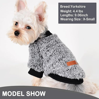 Dog Sweaters for Small Dogs Girl Male Dog, Sweater, Soft Fleece Pet Winter Clothes Boy Girl, Fuzzy Sweatshirts Flannel Jacket Puppy Coat(M, Black)