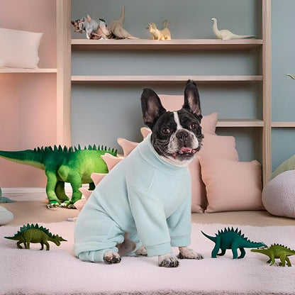 Halloween Fleece Dinosaur Dog Pajamas Adorable Costume French Bulldog Holiday Outfit Pet Cute Puppy Hoodie Cosplay Animal Costume for Small Medium Dog Christmas and Winter Coat