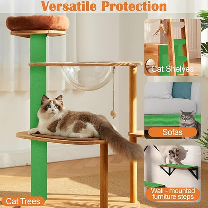Cat Scratch Furniture Protector - 118" x 13.8" Trimmable Self-Adhesive Cats Claws Scratch Pads, DIY Cat Climbing Couch Protector for Scratch Post Cat Tree Replacement Indoor (Green)