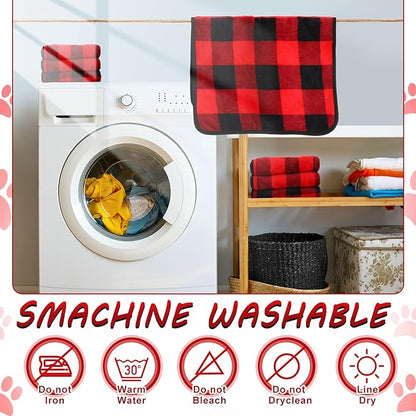 Reginary 4 Pcs Waterproof Guinea Pig Blankets Washable Small Animal Fleece Bedding Guinea Pig Cage Liners Reusable Training Pads Pet Pee Pad Sleep Mat for Hamster(Plaid,24 x 16 Inch)