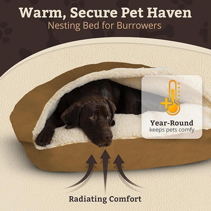 Snoozer Pet Products Luxury Rectangle Cozy Cave Dog Bed with Microsuede, Small, Camel
