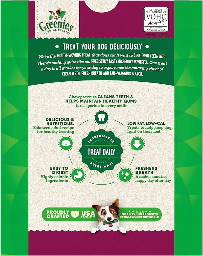 Greenies Veterinarian-Recommended Weight Management Adult Natural Dental Dog Treats Large Size, 27 oz. Pack, 17 Count