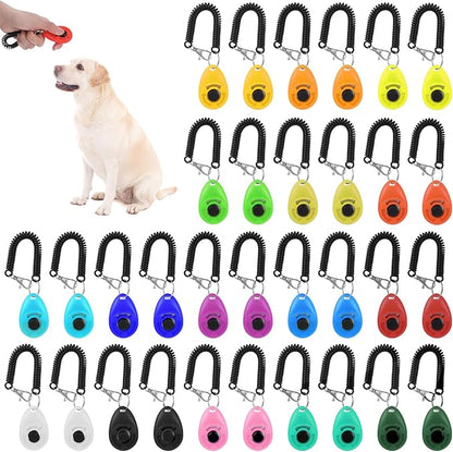 32 Pack Dog Training Clicker Bulk, Colorful Pet Training Clickers Cat Animal Trainer Clicker with Wrist Strap for Pet Dog Cat Horse Bird Behavioral Trainer Accessories (Multicolor)