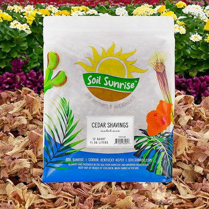 Soil Sunrise Natural Cedar Shavings Mulch/Bedding (12 Quarts) Garden Mulch and Small Animal Pet Bedding