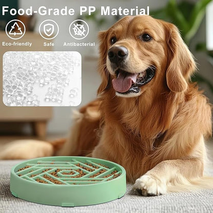 TOBYTO Slow Feeder Dog Bowls Large Medium Breed,Anti-Choking Slow Eating Dog Food Bowl,Non Slip Pet Slower Food Feeding Bowls Large Puzzle Slow Feeder Bloat Stop Maze Dog Dishes,Bean Green