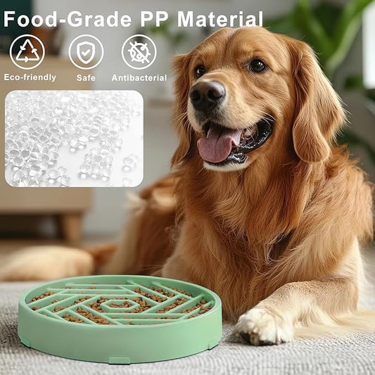 TOBYTO Slow Feeder Dog Bowls Large Medium Breed,Anti-Choking Slow Eating Dog Food Bowl,Non Slip Pet Slower Food Feeding Bowls Large Puzzle Slow Feeder Bloat Stop Maze Dog Dishes,Bean Green