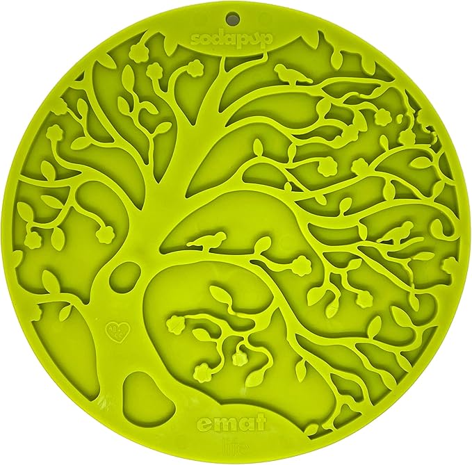 SodaPup Tree of Life eMat – Durable Enrichment Feeder with Suction Cups Made in USA from Non-Toxic, Pet-Safe, Food Safe Rubber for Mental Stimulation, Avoiding Overfeeding, Calming, & More