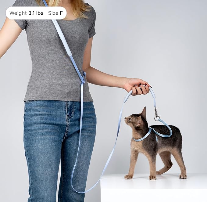 Ultra Lightweight Cat Leash Adjustable with Padded Handle, Soft Thin Nylon Cat Walking Training Waist Crossbody Leash for Kitten>4lbs Small Medium Large Cats Puppy, No Harness (Blush Pink)