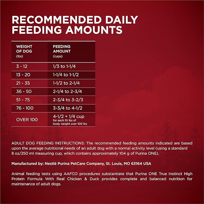 Purina ONE True Instinct High Protein Dry Dog Food Formula with Real Chicken and Duck Natural with Added Vitamins and Minerals Dog Food - 15 lb. Bag