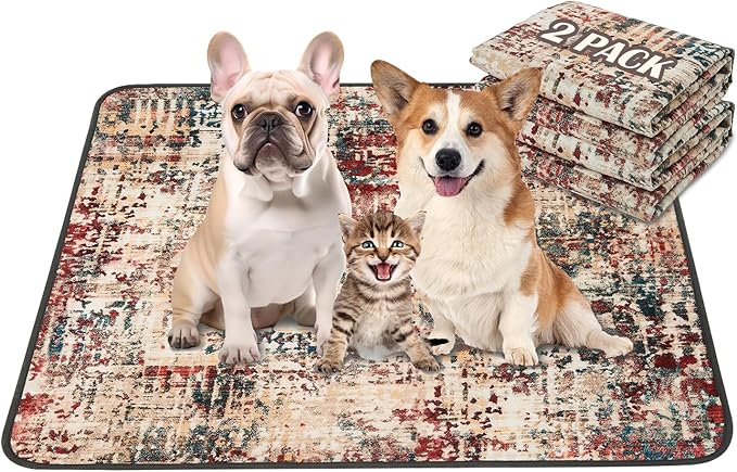 Qeils Washable Pee Pads for Dogs, 2 Pack Reusable Puppy Pads 36"x41" Super Absorbent Leakproof Dog Training Pads, Non-Slip Potty Pads for Floor, Crate, Couch, Whelping Pads Litter Mat Puppy Supplies