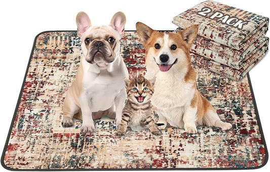 Qeils Washable Pee Pads for Dogs, 2 Pack Reusable Puppy Pads 36"x41" Super Absorbent Leakproof Dog Training Pads, Non-Slip Potty Pads for Floor, Crate, Couch, Whelping Pads Litter Mat Puppy Supplies