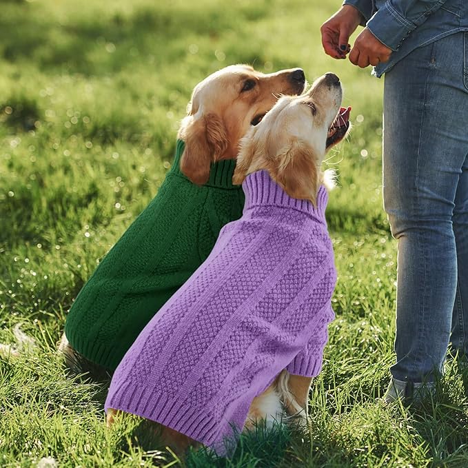 Queenmore XSmall Dog Sweater,Small Sweater for Dog,Soft Knitted Pet Sweater Christmas Clothing,Turtleneck Pullover Puppy Sweaters for Dogs Girls Boys,Cozy Pet Knitwear for Teacup,Chihuahua(Purple,XS)