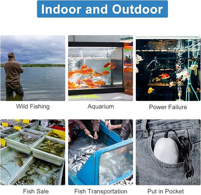 Gamdee Mini USB Aquarium Air Pump Kit, Portable Fish Tank Air Pump Small Aquarium Bubbler with Air Stone & Single Outlet Silicone Tube for Aquarium Fish Tank and Outdoor Fishing Use