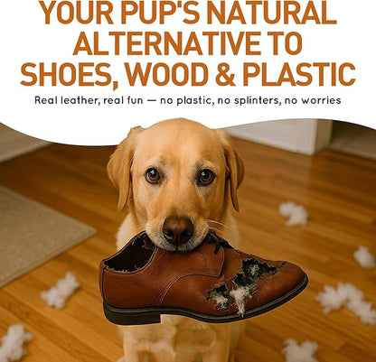 Wildfang® Leather Dog Toy, Large - Leather Bone for Teething Dog, Dental Toys for Puppies, Training for Chewing Muscles, Puppy Chew Bones for Light or Medium Chewers (for Dogs Over 33 lbs), Pack of 1